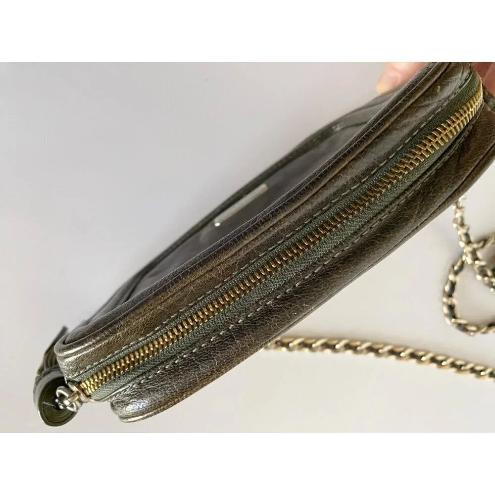 Rebecca Minkoff Leather Studded Crossbody Olive‎ Green Gold Chain + Tassel